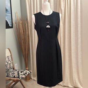 Calvin Klein Navy Sleeveless Sheath Dress Size 8 Midi Workwear Classic